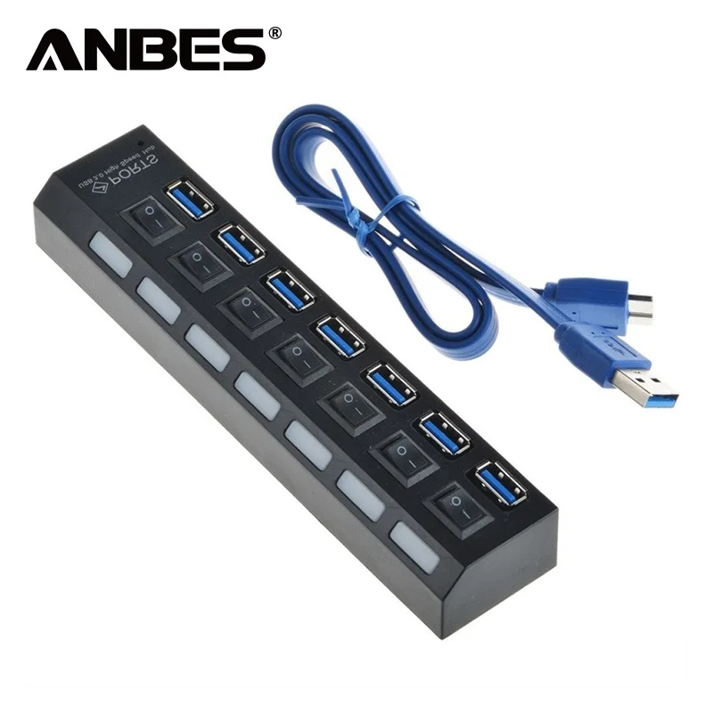 USB концентратор 3 0 7 портов портативный микро разветвитель с мощностью