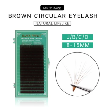 

BLACK PRINCE Brown Eyelash Extension JBCD Curl 7-15 Mix length Individual Auburn Eyelash Extension Brown Lash for Salon Use