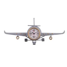 Modelo de avión de hierro forjado Vintage americano, reloj de mesa, reloj electrónico, accesorios para ventana, decoraciones de escritorio para el hogar