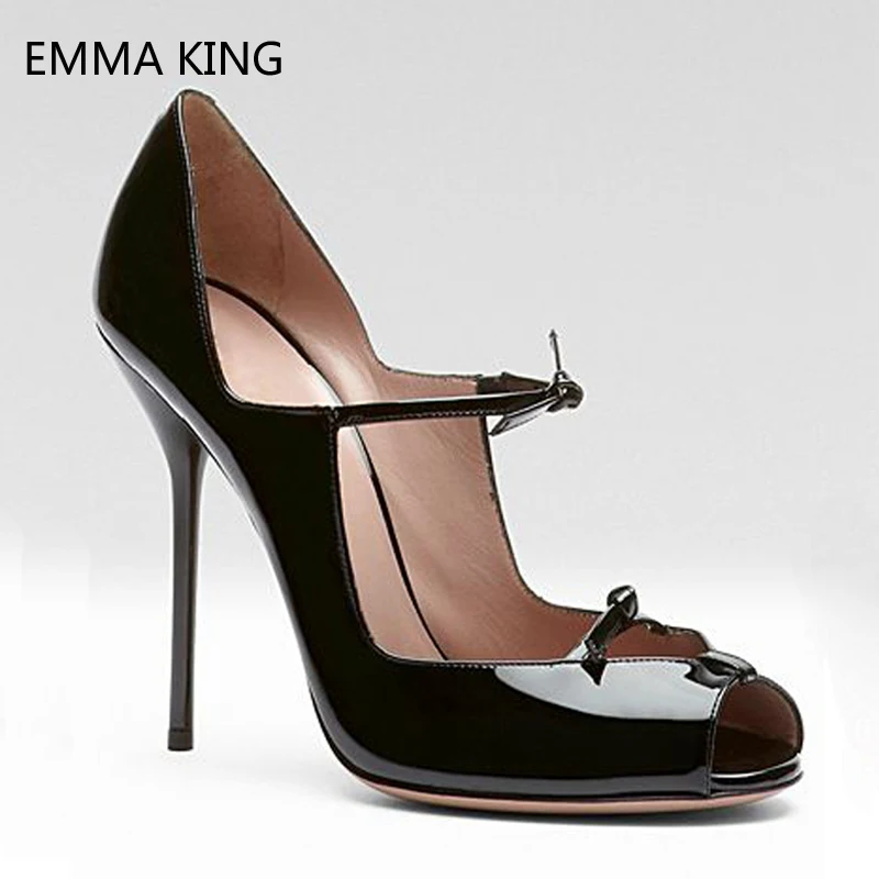 ladies black patent sandals