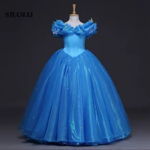 SHAMAI/Новинка г.; Платья с цветочным узором для девочек; платье с голубыми бабочками; детское торжественное праздничное платье