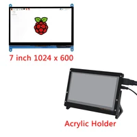 7 inch Raspberry Pi 3B+ LCD Display Touch Screen LCD 1024*600 HDMI TFT Monitor + Acrylic Case Compatible with Raspberry Pi 3B
