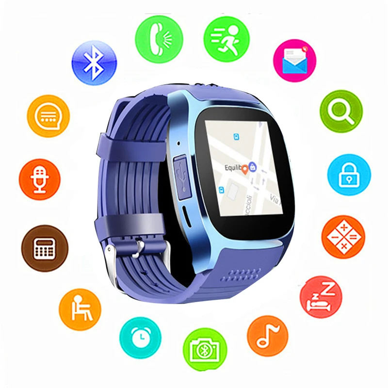 

Women Men Unisex T8 Bluetooth Smart Watch Support SIM TF Card Sports Electronic Watch for Android PK U8 A1