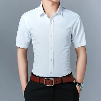 

Summer Mens Shirts Casual Slim Fit Short Sleeve Shirt Large Size 4xl 5xl Solid Cotton Fashion Basic Office Formal Social Shirt