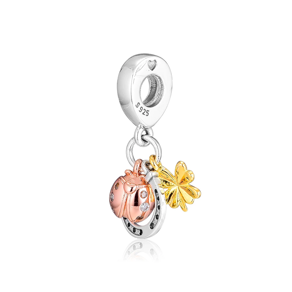 

CKK Bead Charm Sterling Silver 925 Charms Jewelry Original Horseshoe, Clover Ladybird Beads Fits Pandora Bracelet Jewelry Making