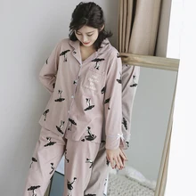 Весенний пижамный комплект с принтом для женщин, Пижамный костюм из вискозы, брюки с длинными рукавами, два бумажный костюм