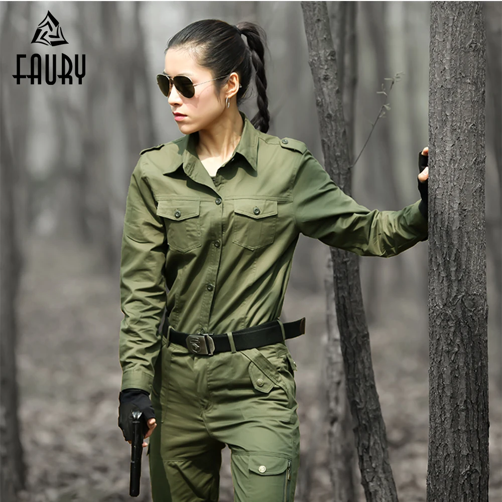 

Women Military Uniform Cotton Tactical Army Combat Camouflage Set Tactico Jacket Cargo Pants Working CS Clothing Female
