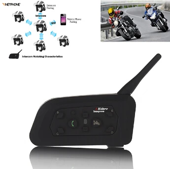 Vnetphone V6 1200M мотоциклетный Bluetooth домофон полный дуплексный для 6 riders BT Беспроводной