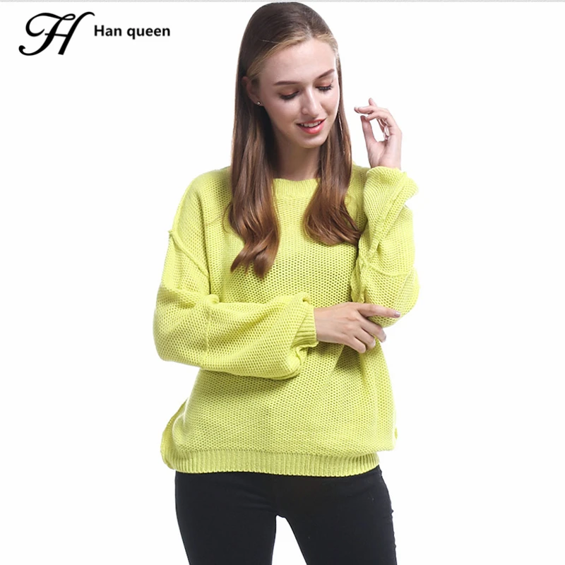 

H Han Queen Autumn Argyle Batwing Sleeves Pullovers Women Sweaters Loose Casual Jumper Knitting Sweater O-neck Female Pullover