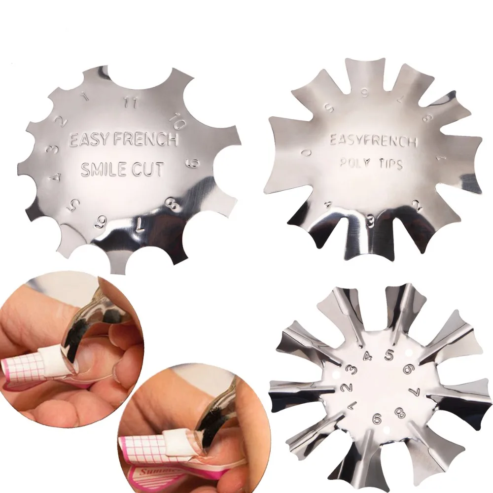 

V Shaped Easy French Line Edge Nail Cutter Stencil Tool Smile Shape Trimmer Clipper Styling Forms Manicure Nail Art Tools