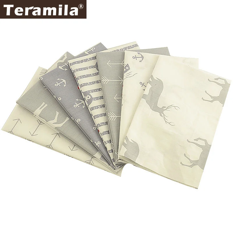 Teramila серый Serise Fat Quarters хлопок саржевая Ткань DIY шитье лоскутное 7 шт./40 см x 50 см домашний текстиль Tissus Скрапбукинг