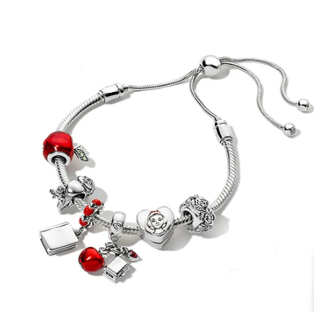 

Kristie 100% 925 Sterling Silver Christmas Fairy Tales Charm Apple Bird Book Bracelet Free Shipping