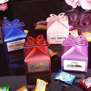 

Free Shipping 100 pcs Butterfly Wedding Favor Candy Boxes Gift Bonbonniere Baby Shower Party Purple