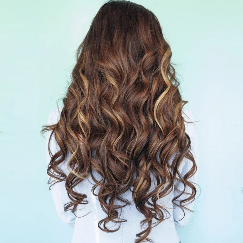 Balayage Ins Del Clip Del Pelo Highlight Ondulado Extensiones de Cabello Humano 7 unids Clip en
