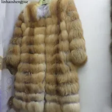 Linhaoshengyue натуральная красная лисица длинное пальто с мехом, теплое зимой
