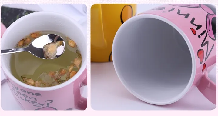 1 шт. мультяшный Микки Минни Мишка керамические бутылки для воды Милая кружка с ложкой крышкой