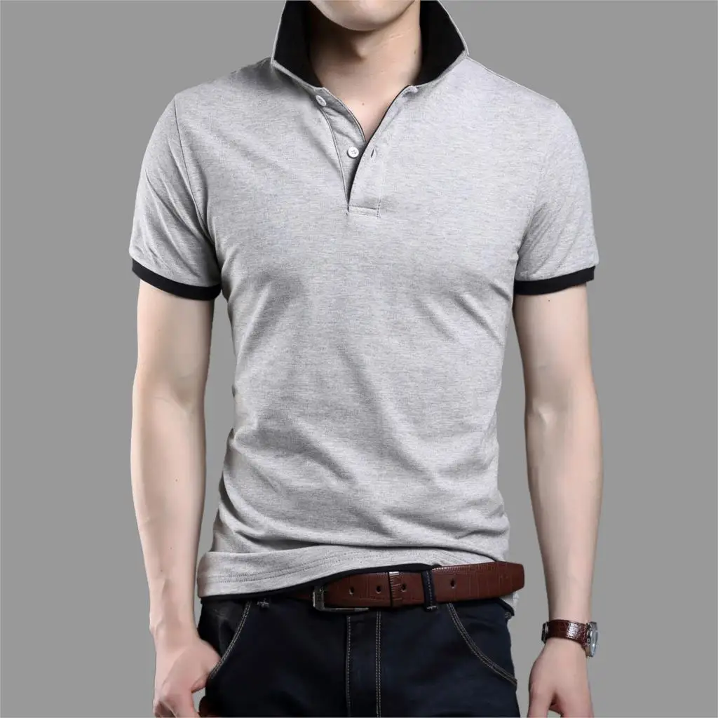 Хлопок, воротник-стойка, рубашка с короткими рукавами, тонкие мужские молодежные топы высокого качества, размер XL XXL