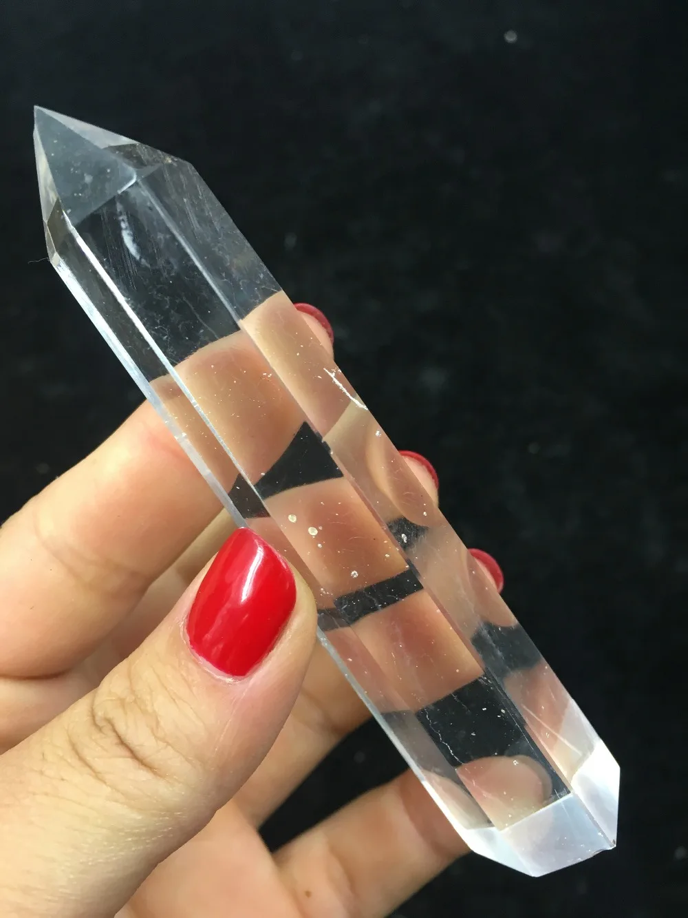 

white SMELT QUARTZ CRYSTAL WAND POINT HEALING