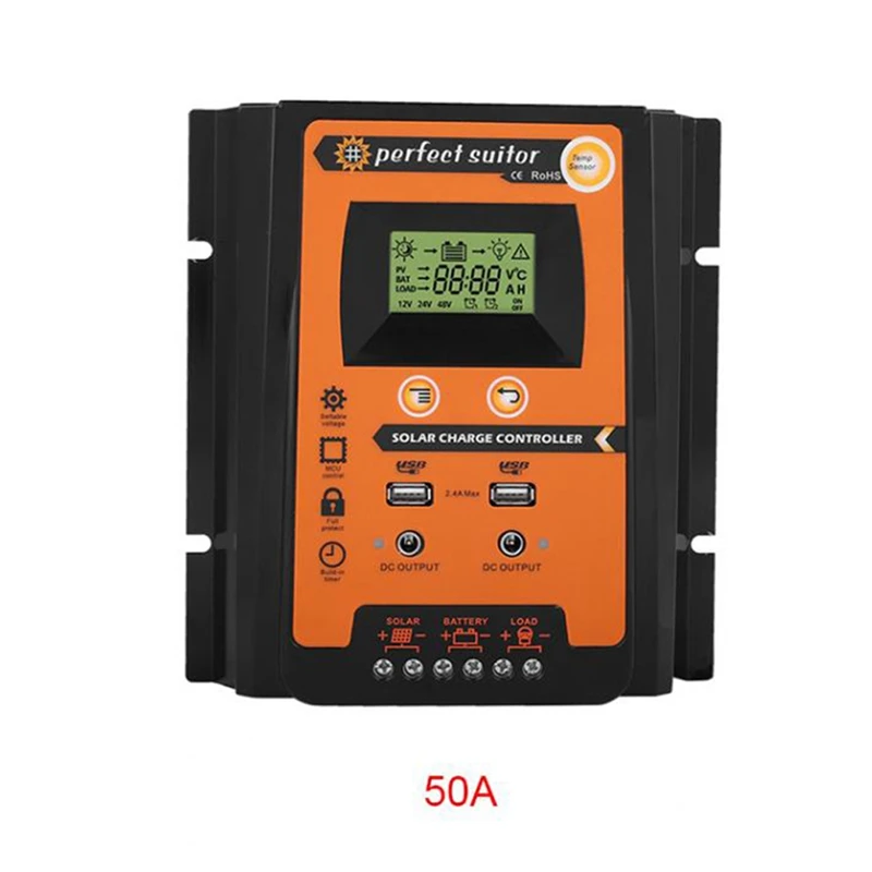 

Charge Controller 12V24V Solar Charge Controller Solar Panel Battery Regulator Dual Usb Lcd Display Top Quality-50A