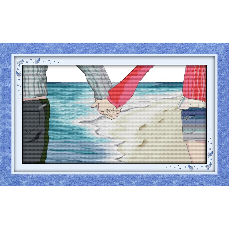 

Everlasting Love Watching the Sea Ecological cotton Cross Stitch kits 11C stamped printed DIY gift new year decorations for home
