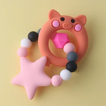 

Cute Baby Newborn Teething Toys BPA Free Soft Silicone Star Pattern Teethers With Cartoon Animal Shape Toy 1