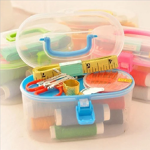 

Thread Threader Needle Tape Measure Scissors Thimble Sewing Kit Needlework Box