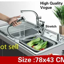 Дома универсальный мыть овощи кухня двойной паз раковина 304 нержавеющая сталь Лидер продаж роскошные 780x430 мм