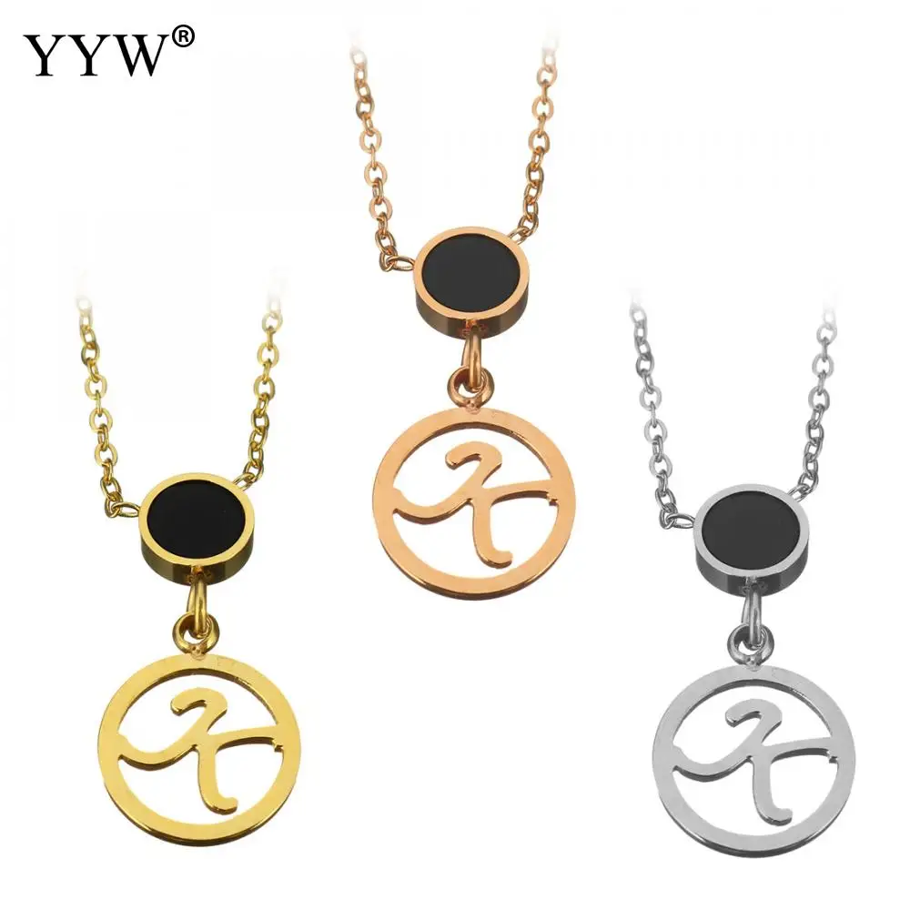 Letter K Pendants Necklace Women Men Choker Necklace Stainless Steel