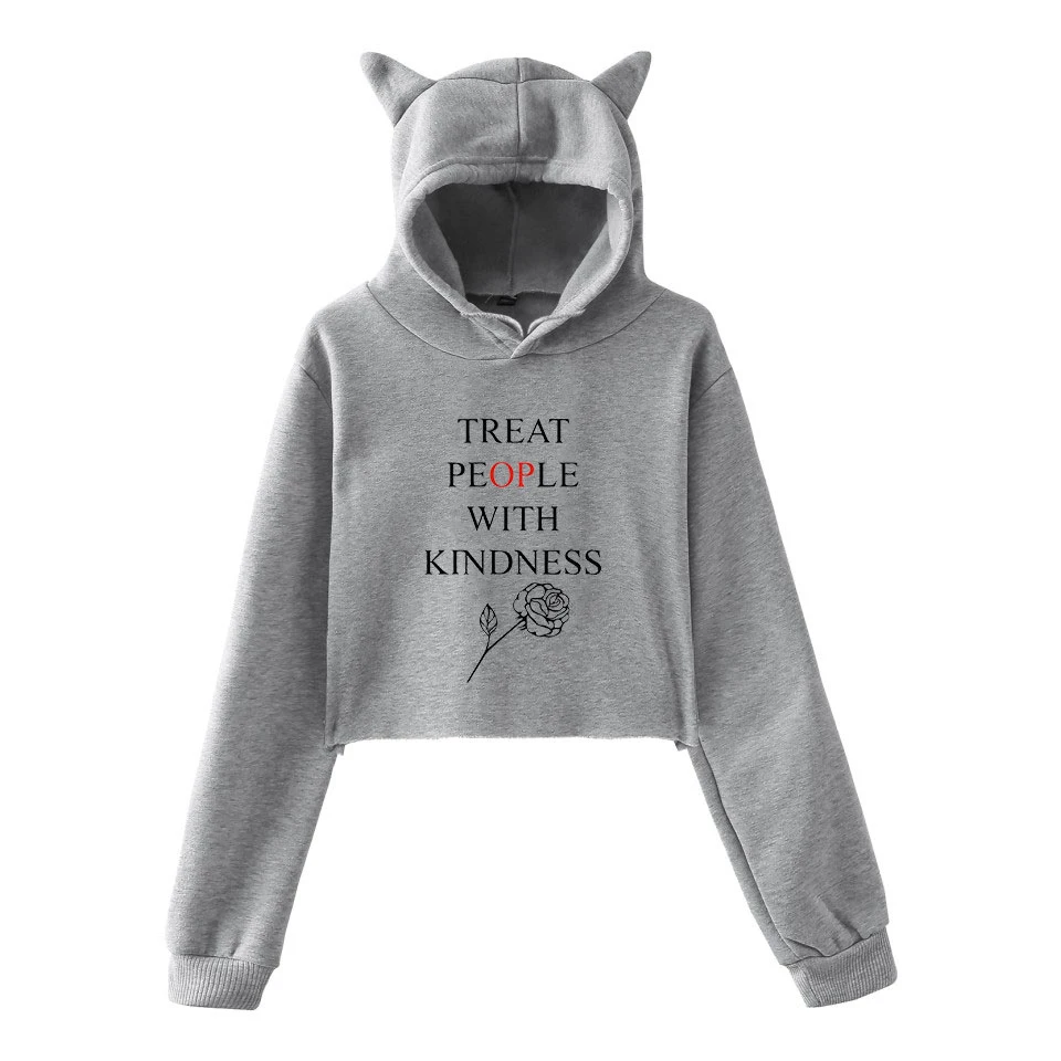  LUCKYFRIDAYF Harry Styles Treat People With Kindness Printed Cat Ear Hoodies Women Fashion Long Sle