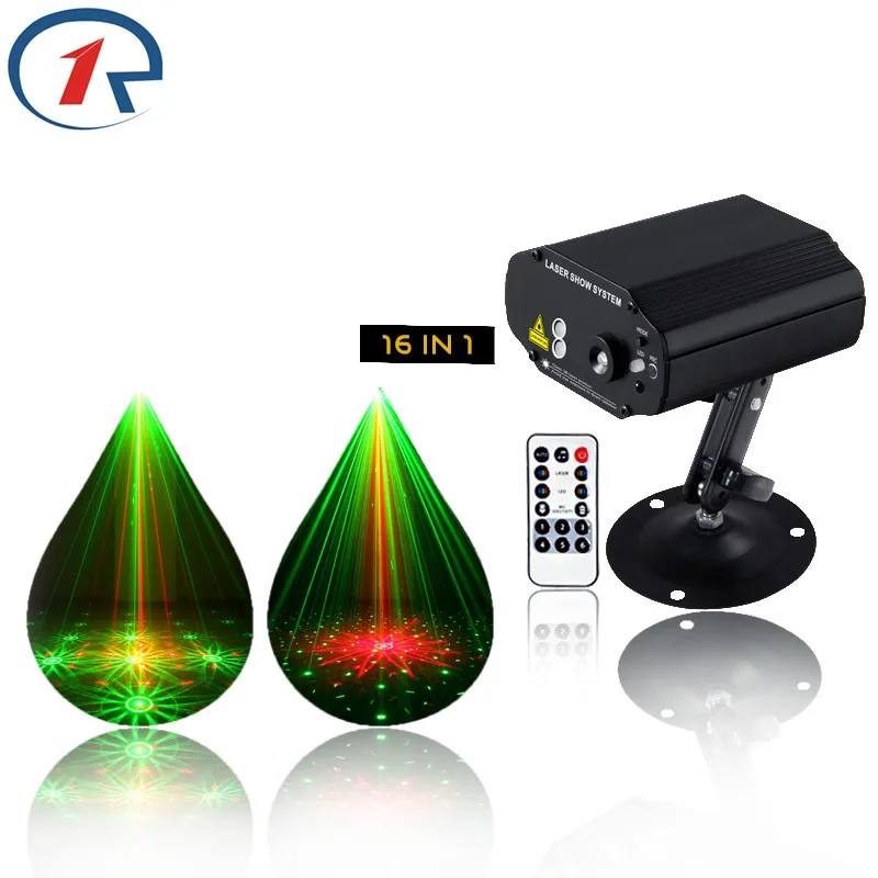

R-S-16 IR Remote Red Green Laser Light Blue LED Stage Light 16 Patterns Laser projection map disco light bar ktv dj lights