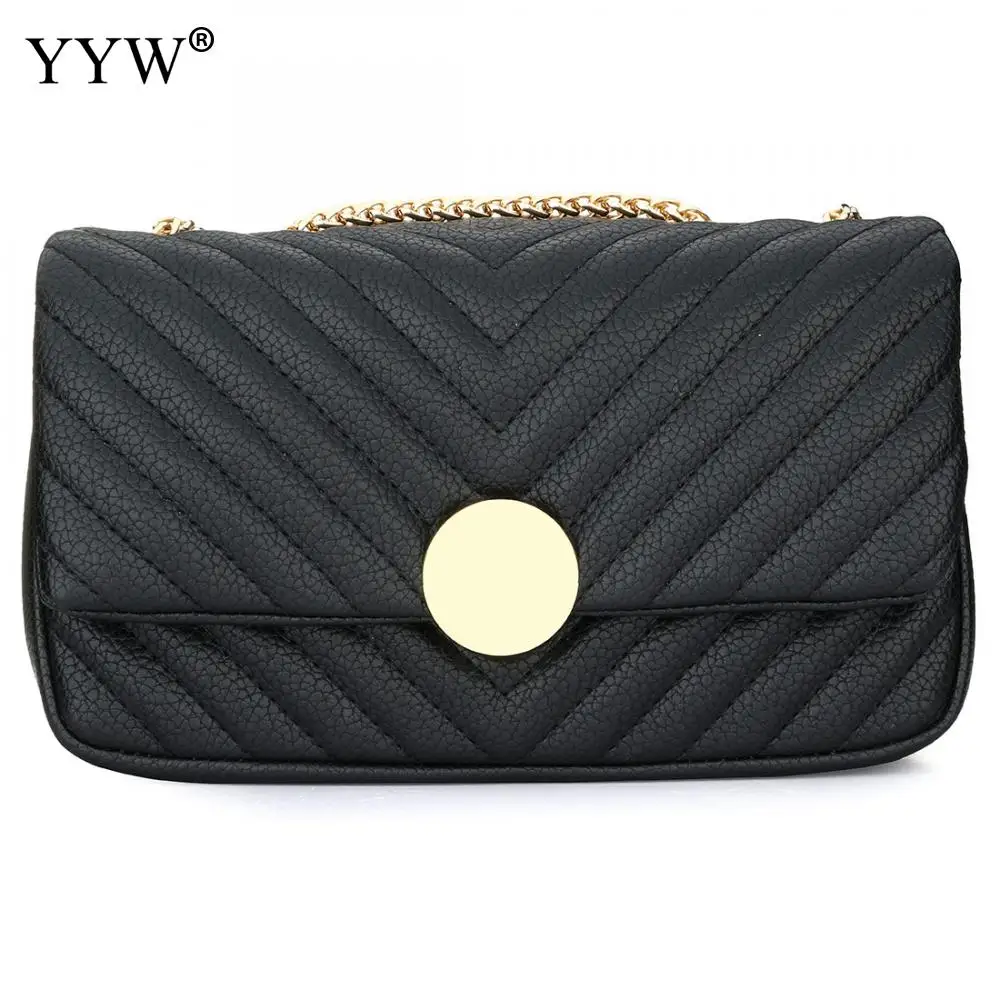 

YYW Fashion Pu Leather Chain Shoulder Bag Women Black Crossbody Bag Wedding Solid Bags For Women Bolsos Mujer
