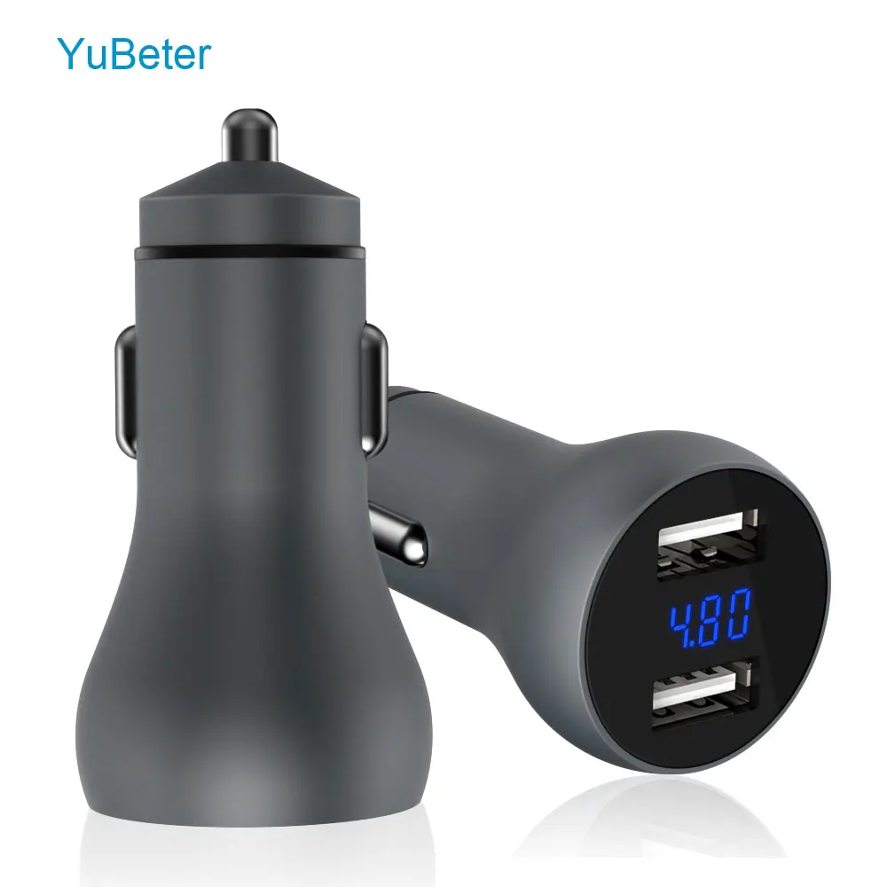 

YuBeter Car Charger Digital Display Dual USB Fast Phone Charger 12V-24V Auto Car Charger For iPhone Xiaomi Huawei Android Tablet
