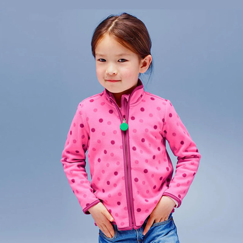 Spring Autumn Children Sweatshirts Baby Girl Coats Warm Fleece Zipper Jacket For Girls Dots Fashion Girls Clothing Jacket