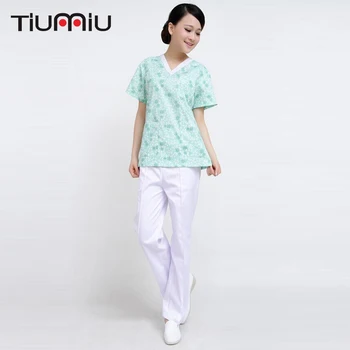 

Summer Nurse Doctor's Scrub Sets Short-sleeved Floral Prints Surgical Hospital Beauty Salon Operating Room Workwear Jacket+Pants
