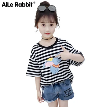 

T Pity Summer Wear Easy Stripe Jacket Children Hypertrophy Show Solicitude For Lovely Cartoon Small As Half Sleeve Undershirt