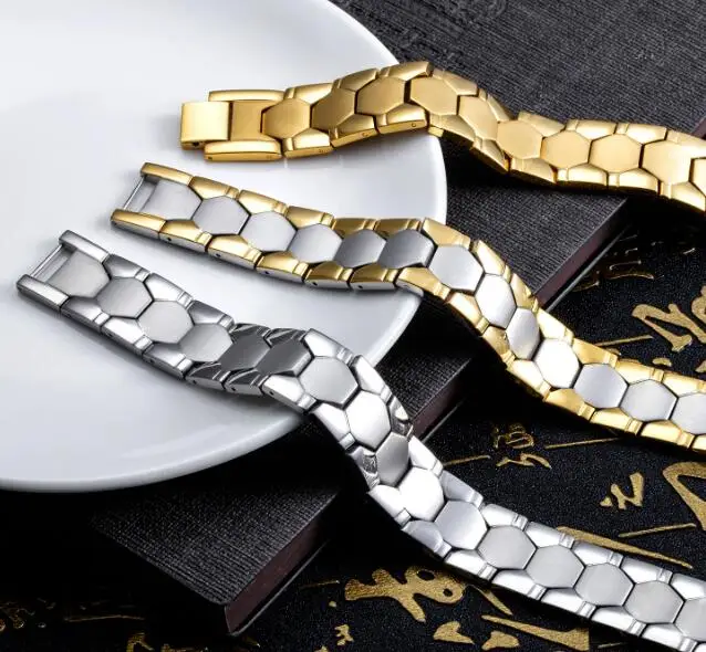 

High Quality stainless Steel 15mm LinK Chain Bracelet Healthy Magnetic Bracelet 8.26'' Silver/ gold