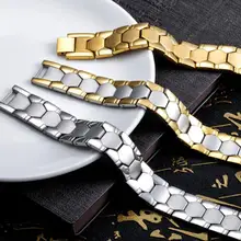 Высококачественный Браслет из нержавеющей стали 15 мм звено цепи безопасный магнитный браслет 8,26 ''серебро/золото