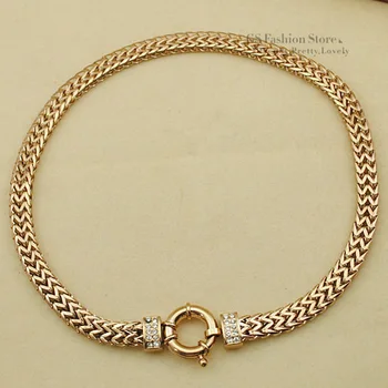 

Wedding punk fashion flat snake stainless steel for women charm necklace with rhinestone N458
