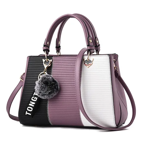 Роскошные женские сумки контрастного цвета, дизайнерские сумки через плечо для женщин, кожаные сумки, женские сумки - Цвет: Фиолетовый
