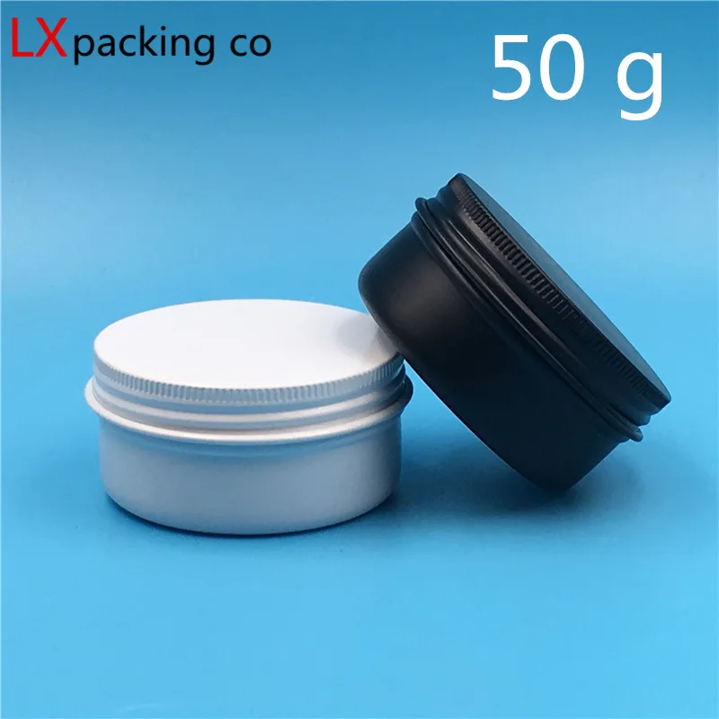 

Free Shipping 50g/ml Whit Black Aluminum Empty Lucifugal Flat Bottle Jar Cream Eye Gel Lip Pomade Empty Cosmetic Containers