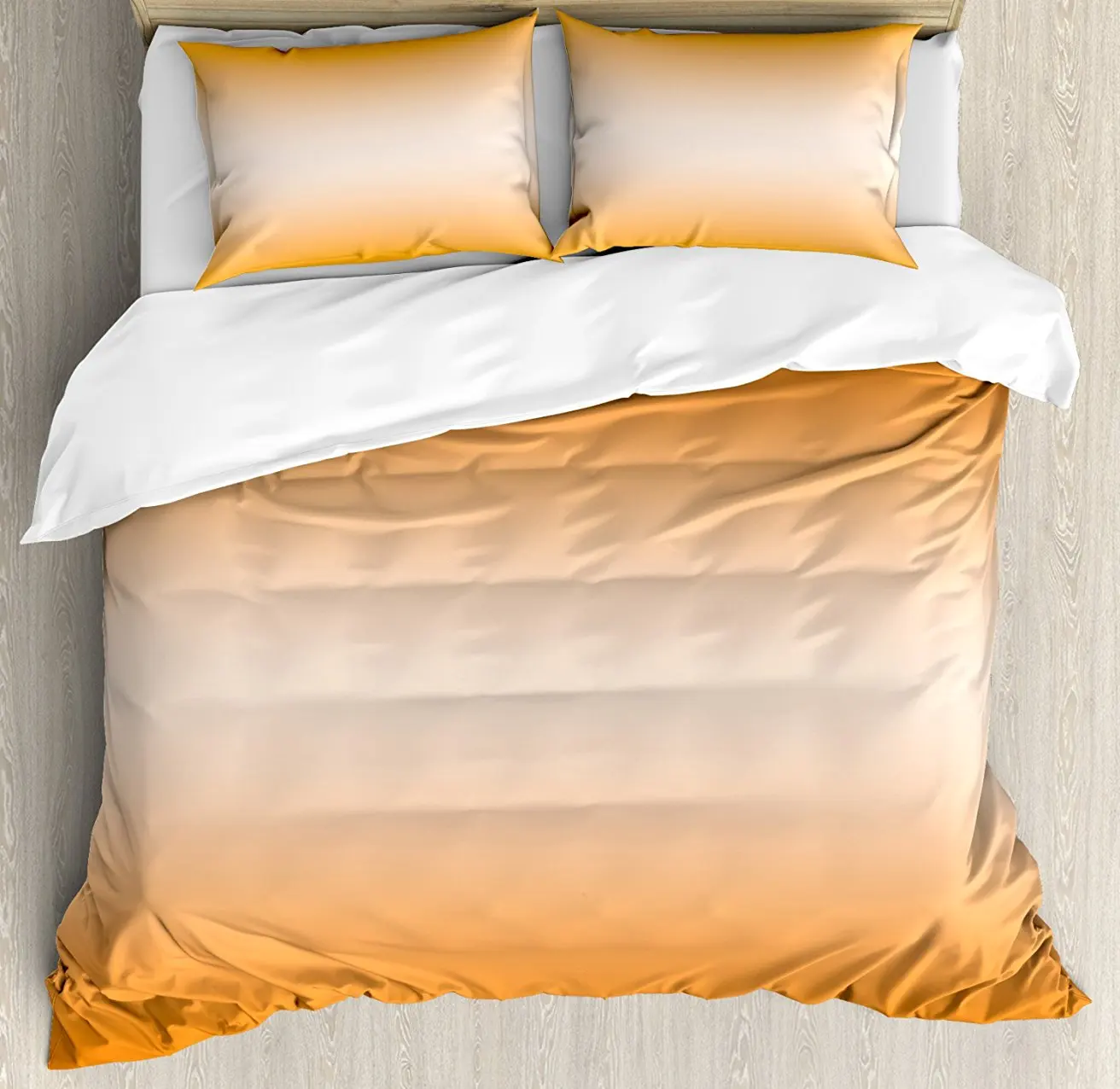

Duvet Cover Set, Beach Desert Hot Summer Inspire with Ray in Middle Orange Colored Design Art Print, 4 Piece Bedding Set