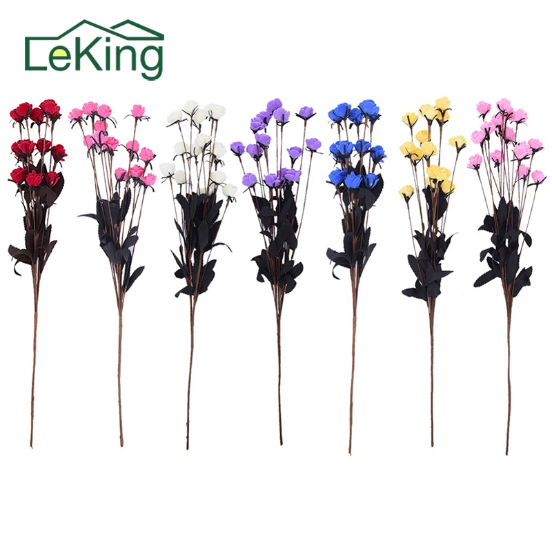 

1 pc 15 Head Artificial Rose Flowers Bubble Simulation Flower For Wedding Festive Party Home Garden Decorations