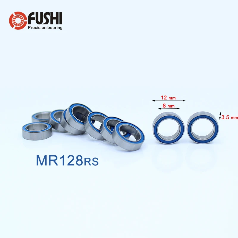 10-Pack High Speed Ball Bearings 8x12x3.5mm ABEC 3 With Red Hybrid Seals - View #9
