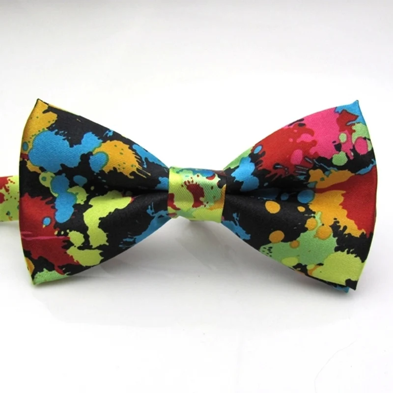 

Free Shipping Men Ink Printed Colorful Fashion Bowtie Cravat Printing Adjustable Butterfly Bow ties Gravata Pattern Bowknot