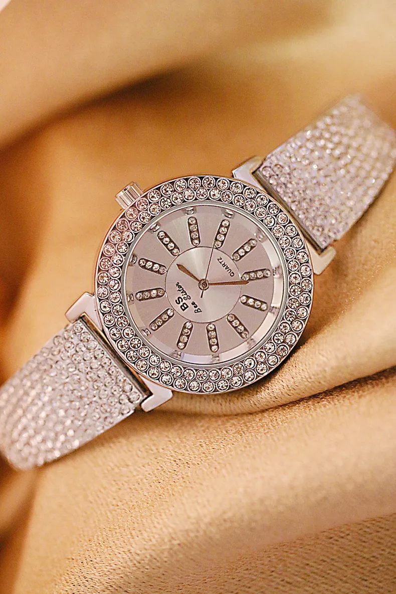 Лучшие брендовые роскошные женские часы высокого качества водонепроницаемые кварцевые Большой браслет женские золотые модные женские часы с бриллиантами BS часы женские белые браслет для часов со стразами большие