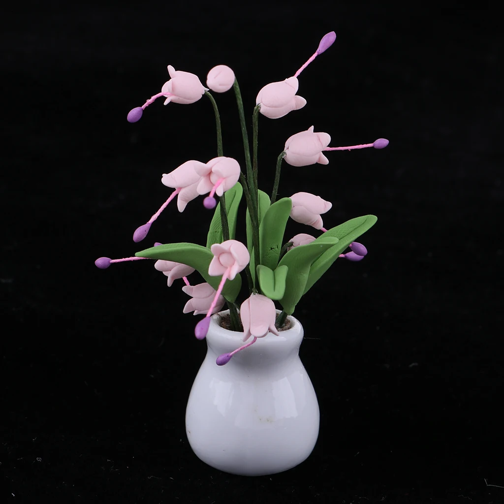 

White Ceramic Vase With Bell-shaped Model For 1/12 Dollhouse Miniature Decoration