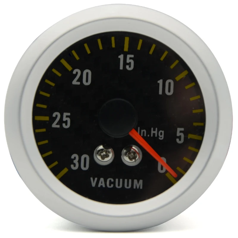 2" 52mm Auto Car Vacuum Gauge Analog Carbon Fibre Face 300 in.hg White Background Lightin