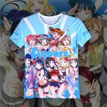 

LoveLive! u's Aqours T-shirt Cosplay Costume Love Live Men Women Summer Short Sleeve T Shirt Daily Casual Tees