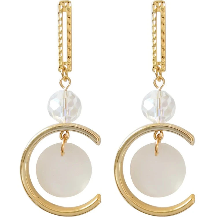 

Simple Geometry Big Circle Resin Disc Clip Earrings Without Piercing Crystal Round Slice Long Clip on Earrings Non Pierced Hole