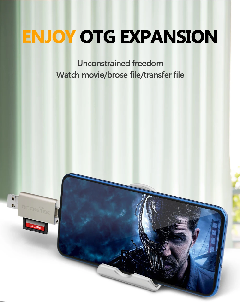 Rocketek usb 2,0 Алюминиевый кардридер для карт памяти OTG type c ...